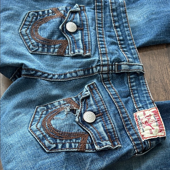 True Religion Denim - True Religion Classic Blue Jeans with Brown Stitching